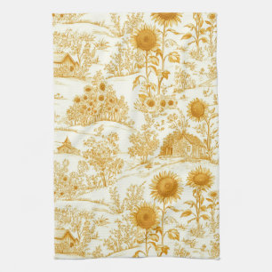 Zonnebloem Platteland Vintage Geel Toile Theedoek