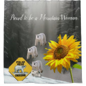 Zonnebloem Polar Beer Bloemen Douchegordijn (Voorkant)