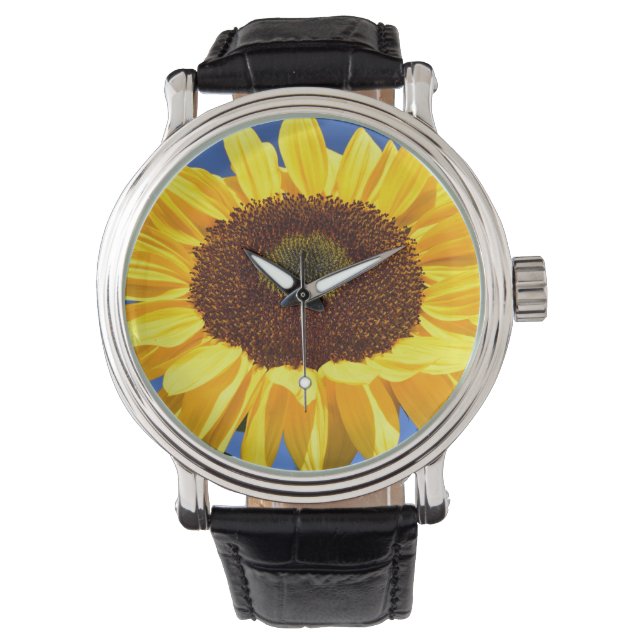 Zonnebloem polshorloge horloge (Voorkant)