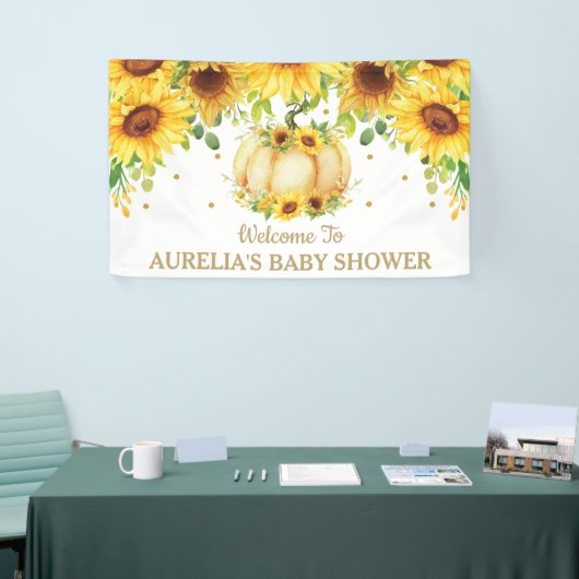 Zonnebloem Pompoen Baby shower Welkom Achtergrond Spandoek (Beurs)