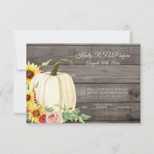 Zonnebloem Pompoen Blush Rood Herfst Schuur Hout R Kaart (Voorkant)