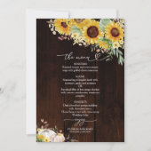 Zonnebloem Pompoen Bourgogne Wedding Menu Kaart (Voorkant)