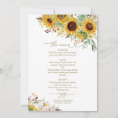 Zonnebloem Pompoen Bourgogne Wedding Menu Kaart (Voorkant)