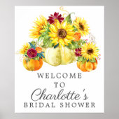 Zonnebloem Pompoen Bruiloft Feest Welkom Bord Poster (Voorkant)