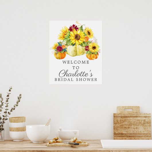 Zonnebloem Pompoen Bruiloft Welcome Bord Poster (Keuken)
