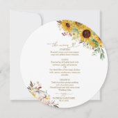 Zonnebloem Pompoen Cirkel Trouw Menu Kaart (Voorkant)