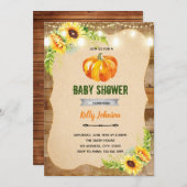 Zonnebloem pompoen douche verjaardagsuitnodiging kaart (Voorkant / Achterkant)