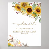 Zonnebloem Pompoen Fall Wedding Welkom Poster (Voorkant)