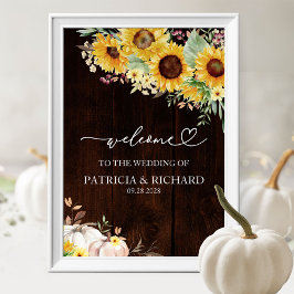 Zonnebloem Pompoen Fall Wedding Welkom Poster