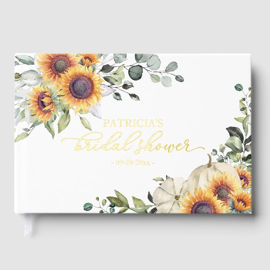 Zonnebloem Pompoen Herfst Bruidsborrel Gastenboek (Voorkant)