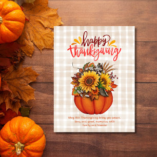 Zonnebloem Pompoen Herfst Oogst Thanksgiving  Feestdagenkaart