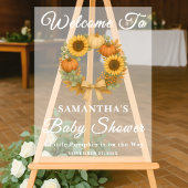 Zonnebloem Pompoen Krans Herfst Baby shower Welkom Acryl Bord