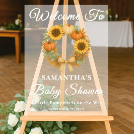 Zonnebloem Pompoen Krans Herfst Baby shower Welkom Acryl Bord