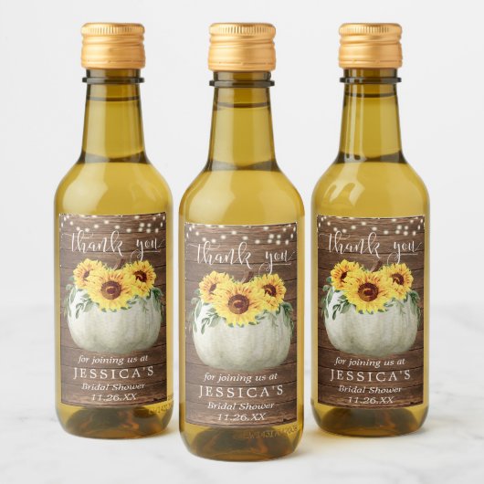 Zonnebloem Pompoen Mini Wine Etiket (Flessen)