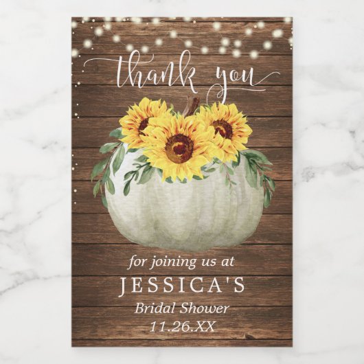 Zonnebloem Pompoen Mini Wine Etiket (Enkel label)