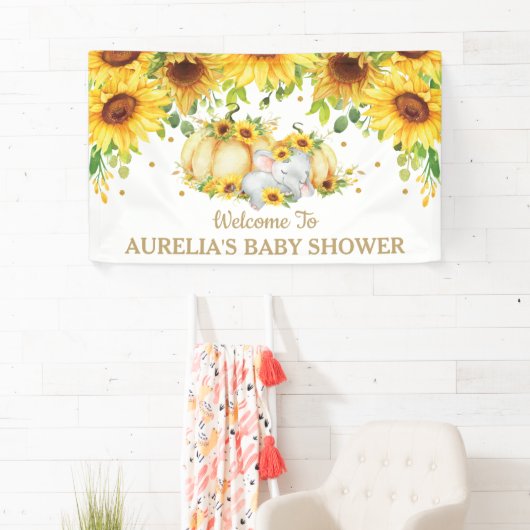 Zonnebloem Pompoen Olifant Douche Welkom Achtergro Spandoek (Insitu)