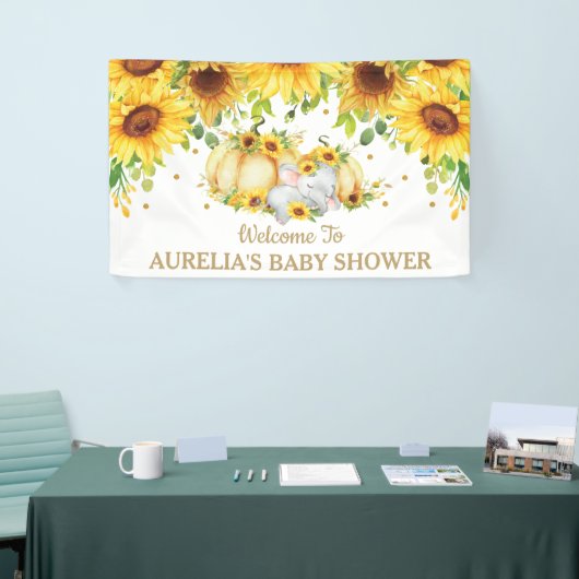 Zonnebloem Pompoen Olifant Douche Welkom Achtergro Spandoek (Beurs)