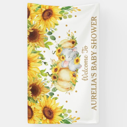 Zonnebloem Pompoen Olifant Douche Welkom Achtergro Spandoek (Verticaal)