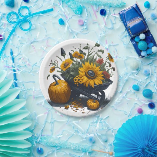 Zonnebloem & Pompoen Papieren Bordje (Feest)