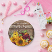 Zonnebloem, Pompoen & Rozen Bruiloft Borden Papieren Bordje (Feest)