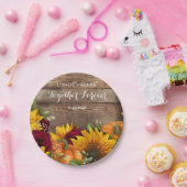 Zonnebloem, Pompoen & Rozen Bruiloft Borden Papieren Bordje (Feest)