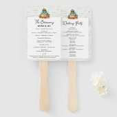 Zonnebloem pompoen rustieke herfst bruiloft progra handwaaier (Voorkant en achterkant)