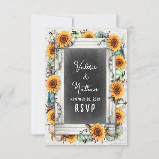 Zonnebloem pompoen rustieke land Boerderij herfst  RSVP Kaartje (Voorkant)