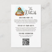 Zonnebloem pompoen rustieke land bruiloft details informatiekaartje (Voorkant)