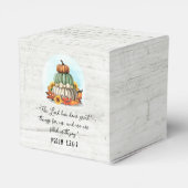 Zonnebloem Pompoen Rustieke Land Herfst Boerderij Bedankdoosjes (Achterkant)