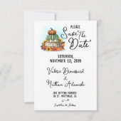 Zonnebloem Pompoen Rustieke Land Herfst Foto Lijst Save The Date (Achterkant)