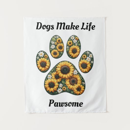 Zonnebloem poot print wandkleed (Voorkant)