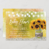 Zonnebloem Pot Rustieke Bloemige Waterverf Baby Sh Kaart (Voorkant / Achterkant)