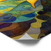 Zonnebloem Power waterverf schilderij Poster (Hoek)