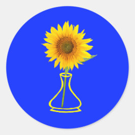 Zonnebloem Power Zonnebloem en Vaas Ronde Sticker