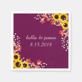 Zonnebloem pruim Herfst aangepaste papieren servet