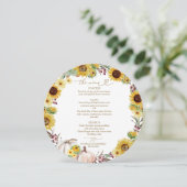 Zonnebloem Pumpkin Circle Wedding Menu Kaart (Staand voorkant)