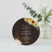 Zonnebloem Pumpkin Circle Wedding Menu Kaart (Staand voorkant)