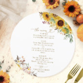 Zonnebloem Pumpkin Circle Wedding Menu Kaart