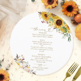 Zonnebloem Pumpkin Circle Wedding Menu Kaart