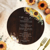 Zonnebloem Pumpkin Circle Wedding Menu Kaart