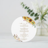 Zonnebloem Pumpkin Circle Wedding Menu Kaart (Staand voorkant)