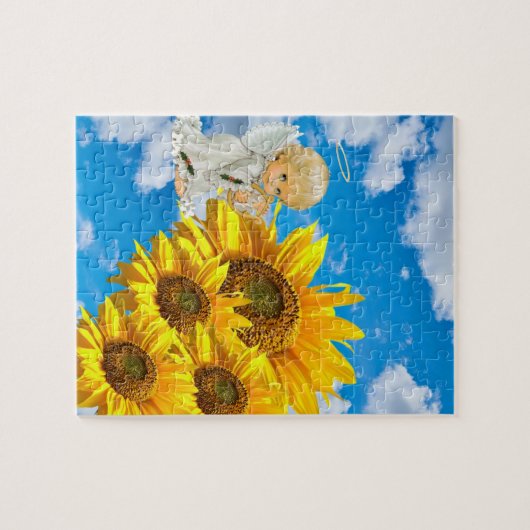 Zonnebloem Puzles Baby Angel Floral Legpuzzel (Horizontaal)