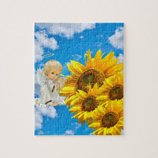 Zonnebloem Puzles Baby Angel Floral Legpuzzel (Verticaal)