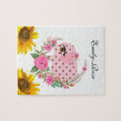 Zonnebloem Puzzels Roze olifant Floral (Horizontaal)