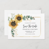 Zonnebloem QR Code Bruiloft Save the Date (Voorkant / Achterkant)