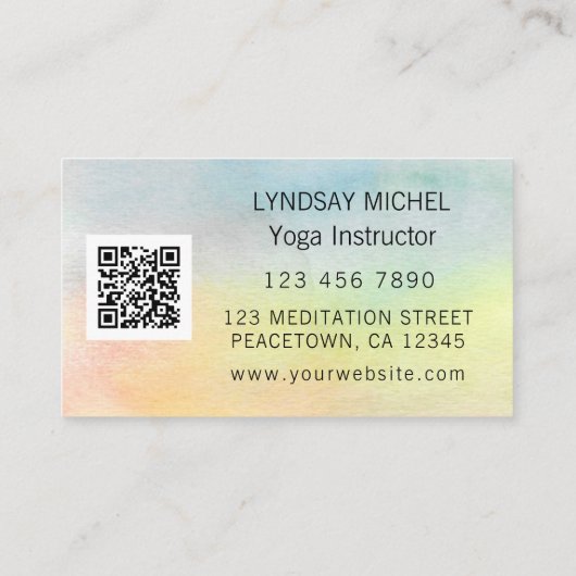 Zonnebloem QR Code Yoga Instructeur Visitekaartje (Achterkant)