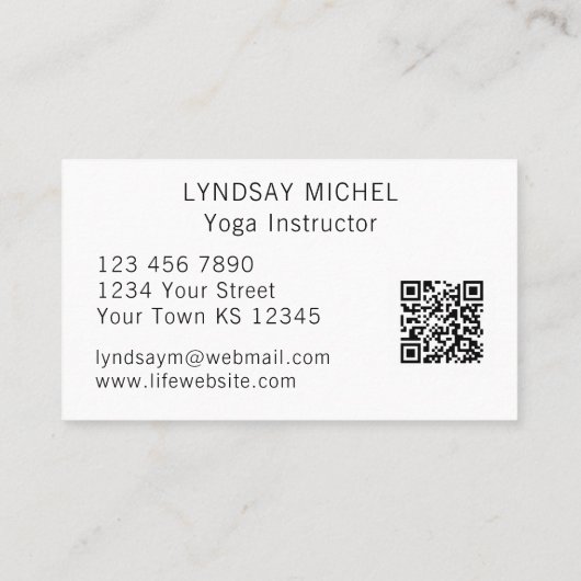 Zonnebloem QR Code Yoga Instructor Visitekaartje (Achterkant)