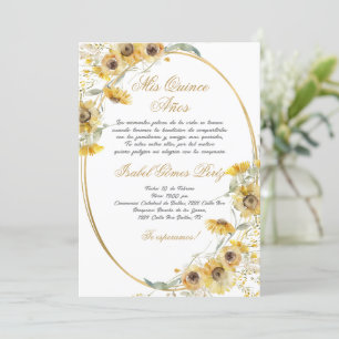 Zonnebloem Quinceañera uitnodiging