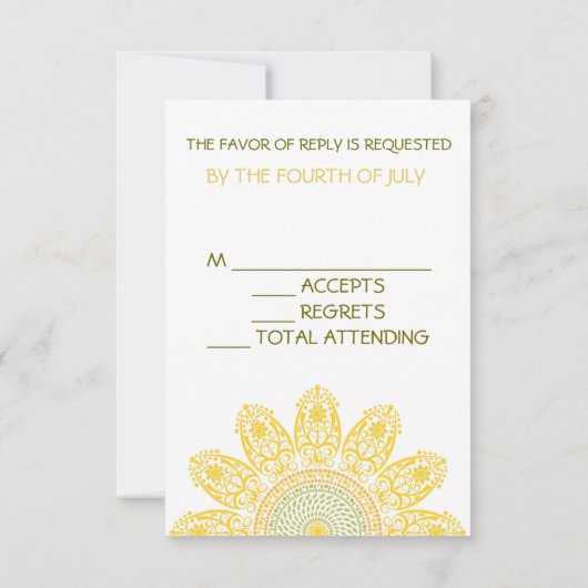 Zonnebloem R.S.V.P. RSVP Kaartje (Achterkant)