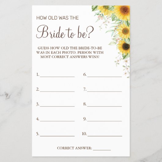 Zonnebloem Raad eens hoe oud ze was Flyer (Voorkant)